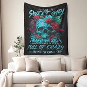 Flannel Fleece Bed Blanket Throw Blanket Lightweight Cozy Plush Blanket for Sofa Couch, Black & Blue Skull 30X40