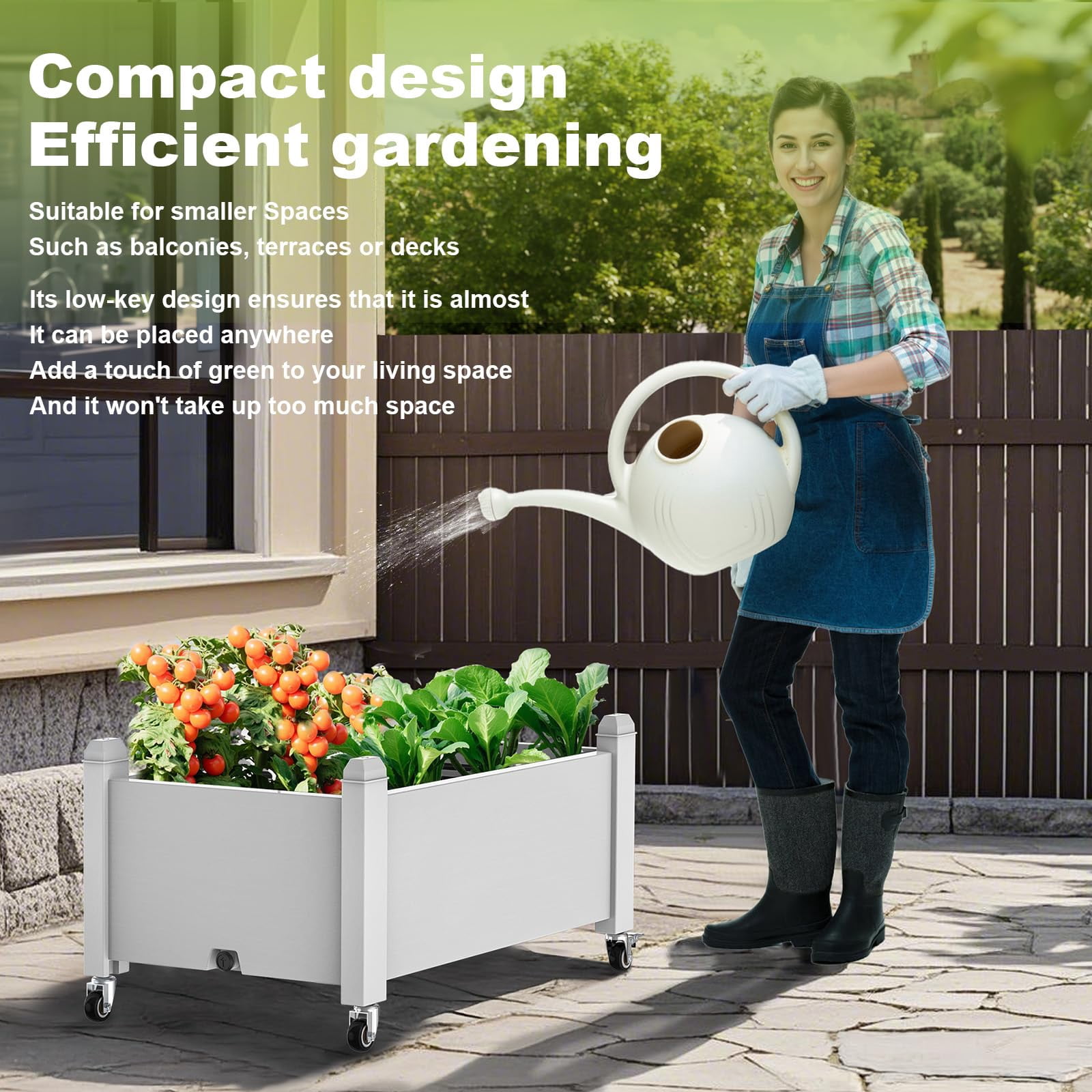 EasyUp Horticulture Raised Garden Bed Outdoor,Resin Plant Stand for Flowers Vegetables Herbs in Backyard, Patio, Balcony
