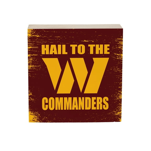 Washington Commanders 6" Square Fan Chant Wood Plock Shelf Sign