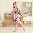 thumbnail image 4 of FORMRS Niños Bathrobe Unisex Hooded Robe Soft Plush Pajamas Sleepwear, Size 7-9T, Swirling Circles, 4 of 7