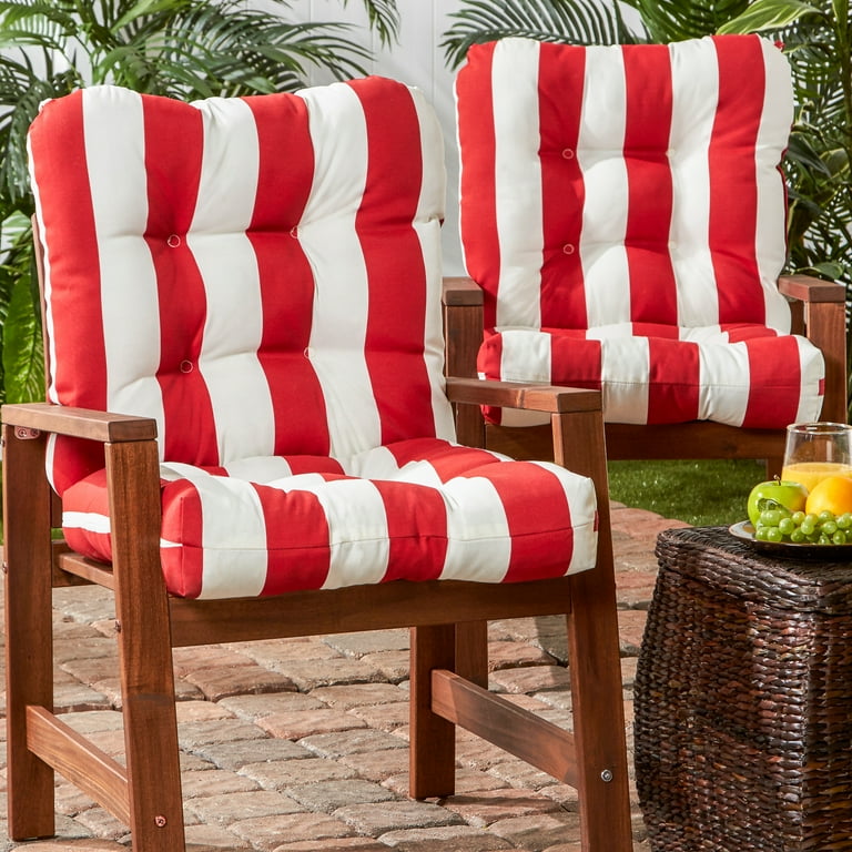 Sunbrella Stripe Outdoor Seat Cushion Red/Green