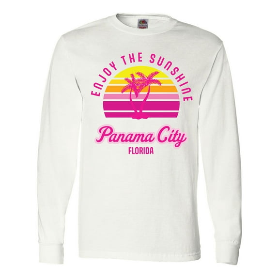Inktastic Summer Enjoy the Sunshine Panama City Florida in Pink Long Sleeve T-Shirt