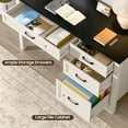 thumbnail image 3 of VEANERWOOD Farmhouse Wood 47" Executive Desk, Home Office 30" High Computer Desk with Drawers and Storage Cabinet, White, 3 of 7