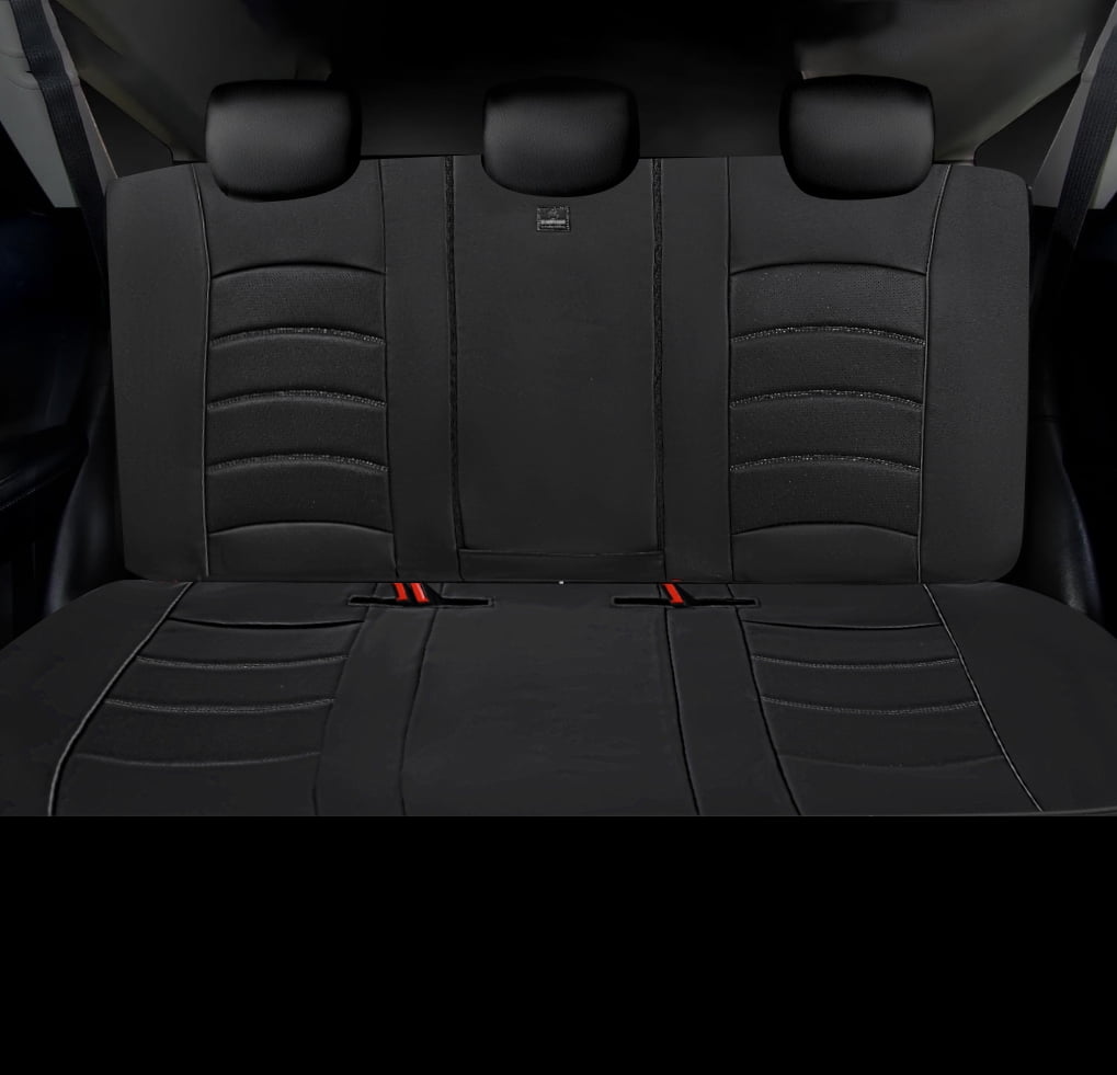 CAR GRAND Comfortable  3D Foam Leather Back Seat Covers, Waterprooof Zipper Split Rear Bench Seat Protectors Universal Fit for Automotive Interior Covers for Car Sedan SUV  All Black