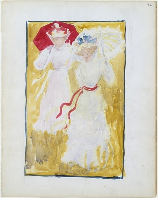 Large Boston Public Garden Sketchbook Two Women Crossing A Field Poster Print By Maurice Brazil Prendergast American Walmart Com Walmart Com