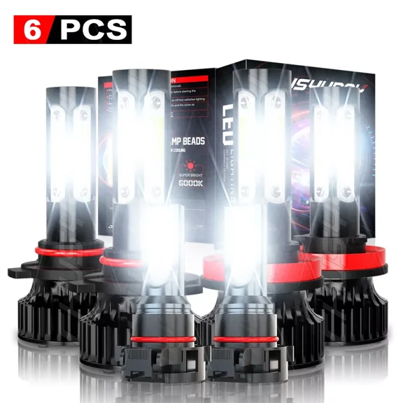 For Chevy Tahoe 2007-2015 LED Headlight High Low Beam Fog Light Bulbs Kit Plug and Play