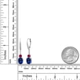 thumbnail image 6 of Gem Stone King 925 Sterling Silver Blue Created Sapphire and Red Created Ruby Dangle Earrings for Women with Lab Grown Diamond (5.13 Cttw, Oval 9X7MM), 6 of 6