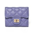 thumbnail image 1 of Cartera plegable para mujer, monedero corto, cartera sencilla con rejilla de diamantes, cartera de piel de oveja de gran capacidad, bolso de mano real, 1 of 6