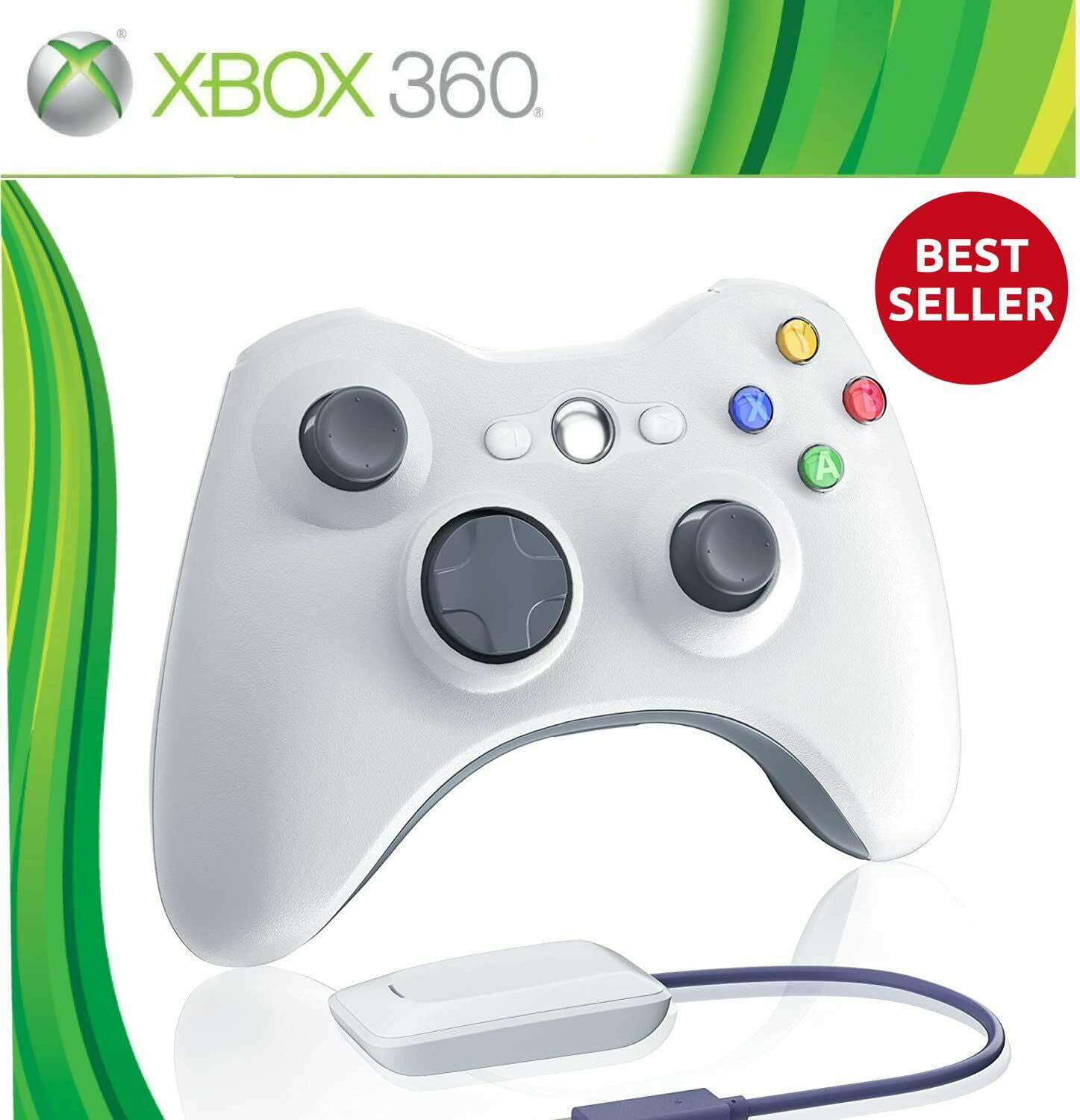 Xbox 360 Wireless Controller, 2.4G Wireless Remote Controller Gamepad ...
