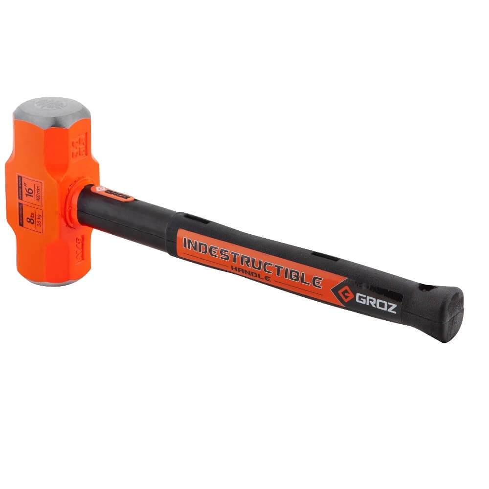 Groz 8 lb Steel Head, 16" Indestructible Handle Sledge Hammer