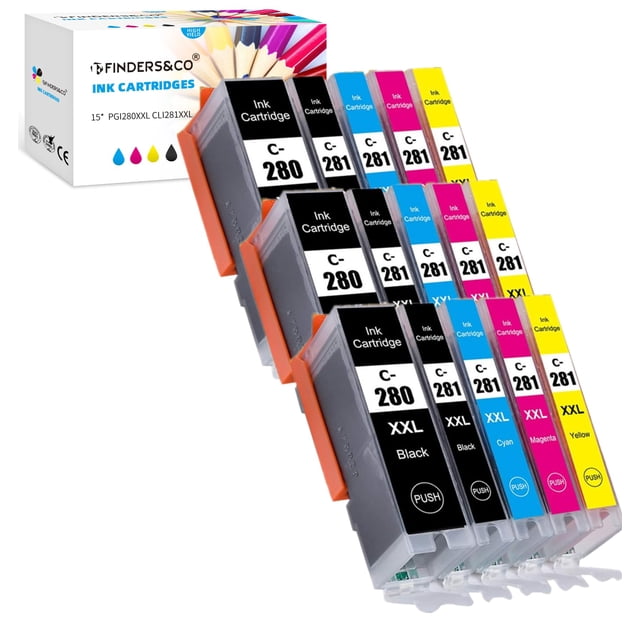 Cartuchos de tinta F FINDERS&CO PGI-280 CLI-281 XXL, paquete de 15