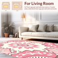 thumbnail image 2 of ODIKA 2'x3' Machine Washable Non-Slip Area Rug, Delicate Floral Medallion with Intricate Boho Motifs and Curved Accents High Traffic Rug with Pad, Pink, 447659, 2 of 8
