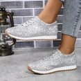 thumbnail image 2 of HEWUQI Women's Sequin Fashion Sneakers Wedge Non Slip Casual Lace up Glitter Sport Slip on Breathable Bling Daily Wear Running Shoes Silver Size 6.5, 2 of 6