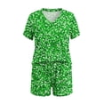 thumbnail image 4 of Conjuntos de blusas y camisas de manga corta con cuello en V para niños, conjunto informal de blusa y pantalones cortos de manga corta con cuello en V y estampado de colores para el Día de San Patrici, 4 of 7