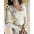 thumbnail image 6 of Womens Elegant Trendy Long Sleeve V Neck Maxi Dresses Flowy Pleated Formal Dresses with Belt White S, 6 of 8