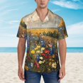 thumbnail image 2 of Balery Vibrant Wildflower Meadow Camisas hawaianas de manga corta para hombre, camisas playeras de corte holgado, camisas de vacaciones con botones,Large, 2 of 7