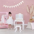 thumbnail image 2 of Teamson Kids Fashion Polka Dot Prints Gisele Play Vanity Set LED Mirror Light for Ages 3+ White Gold, 2 of 16