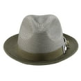 thumbnail image 3 of Men's Braided Two Tone Stingy Brim Pinch Fedora Hat in Olive H-68, 3 of 5