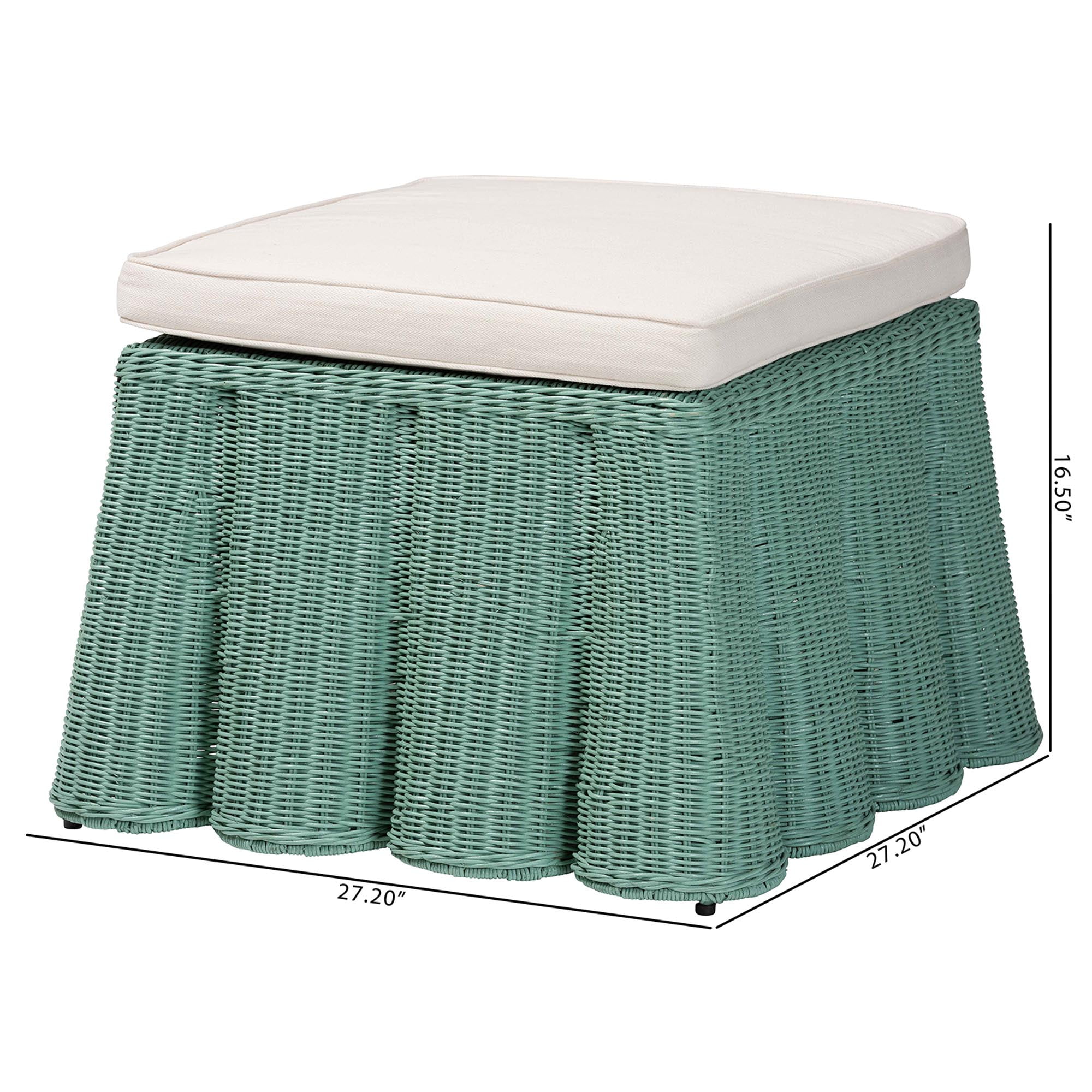 bali & pari Palm Boho Ottoman, Seafoam Green