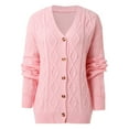 thumbnail image 4 of Fiaer Casual V-Neck Cardigan Sweaters For Women Long Sleeve Button Down Loose Casual Trendy Comfort Knitted Tops Pink S, 4 of 8