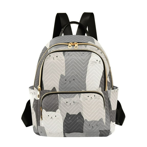 FORMRS Mini Backpack Purse for Women Travel Daypack Casual Shoulder Bag, Gray Cute Cats