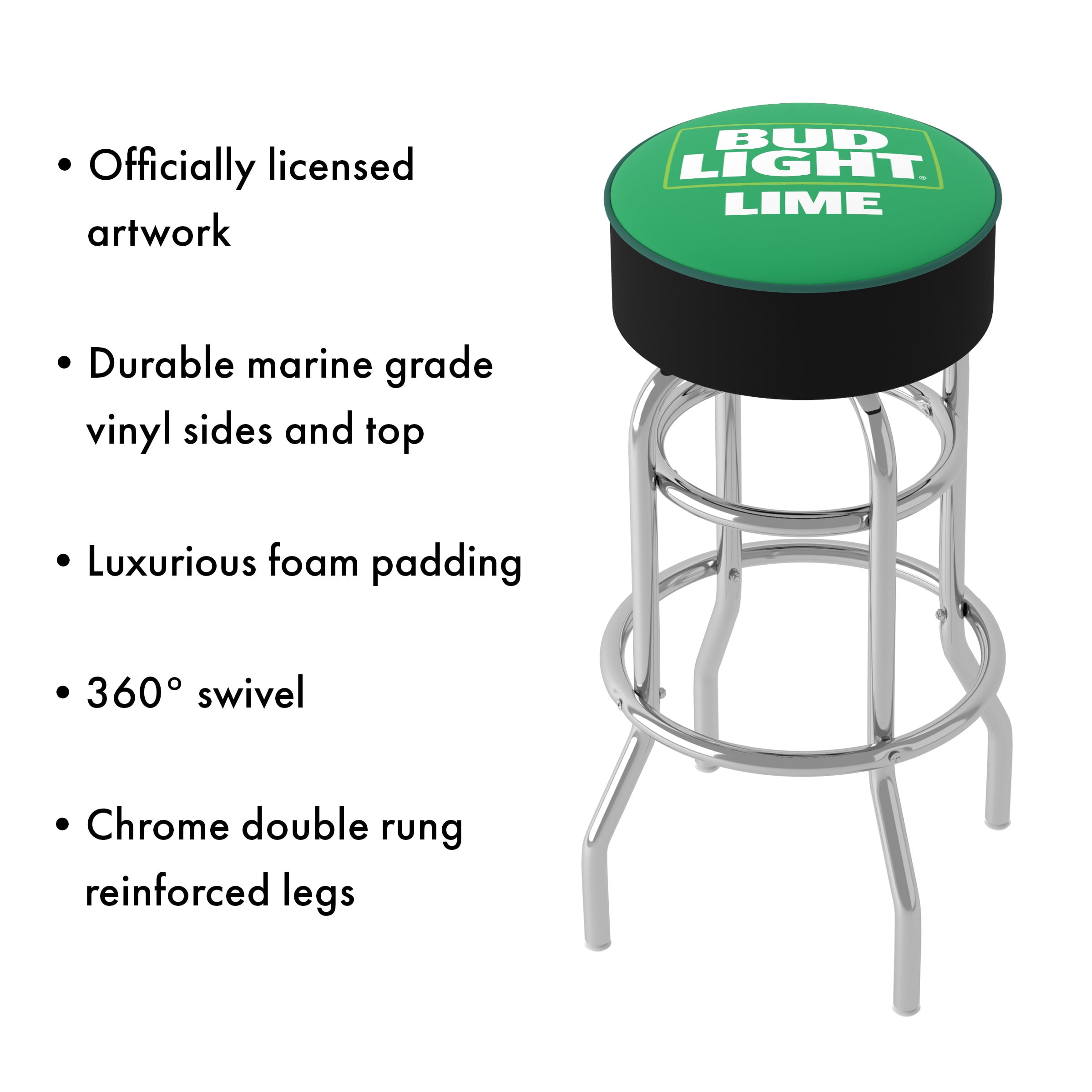 Trademark Gameroom Bud Light Lime Bar Stool with Padded Seat