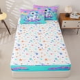 thumbnail image 4 of Metsweet Cartoon Unicorn Zipper Full Size Comforter Sets with Fitted Sheet and 2 Pillowcases, Dreamy Rainbow Butterfly Flower Zipper Bedding Set, Pink Blue,4pcs, 4 of 6