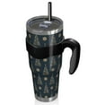 thumbnail image 2 of 40oz Tumbler,Dark Blue Christmas Tree Pattern Insulated Tumblers with Removable Handle,Stainless Steel Double Vacuum Coffee Tumbler Cup with Straw for Home,Office,Travel,Party, 2 of 5