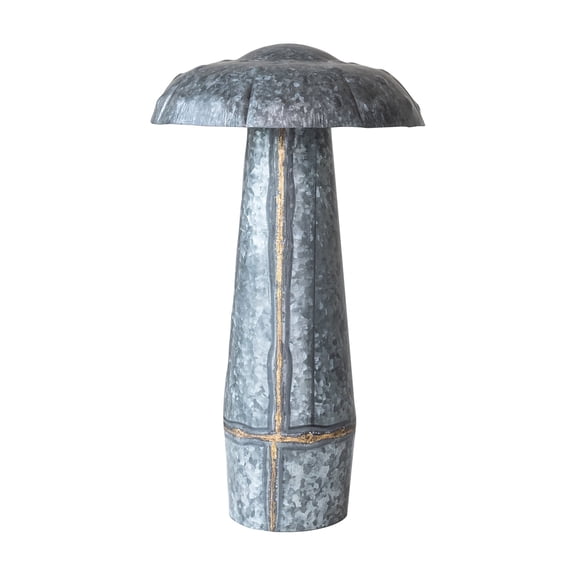 Creative Co-Op Large Galvanized Metal Indoor/Outdoor Mushroom Décor, Grey