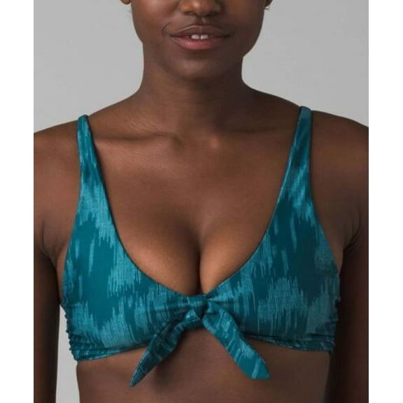 prAna Vivienne Size Small (S) Reversible Front Tie Bikini Top Deep Verde Ikat