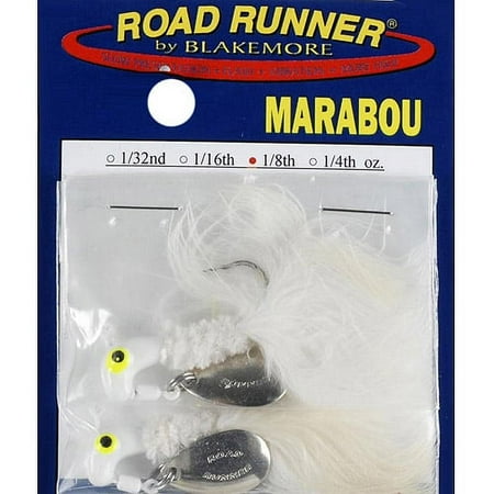 UPC: 0020801043792 | Blakemore B2-1003-001 Road Runner Marabou Jighead 1/8oz White Underspin Fishing jig.