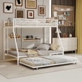 thumbnail image 4 of Harper & Bright Designs Metal Bunk Bed with Twin Trundle, Twin Over Full  Bunk Bed Frame with Ladder and Safety Rails for Bedroom, White, 4 of 11
