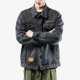 thumbnail image 2 of Chaqueta vaquera azul con botón bordado para hombre, chaqueta vaquera gris para otoño, abrigos vaqueros para hombre, venta al por mayor, precio bajo, elástica, holgada, Y2k, vaquera coreana, 2 of 4