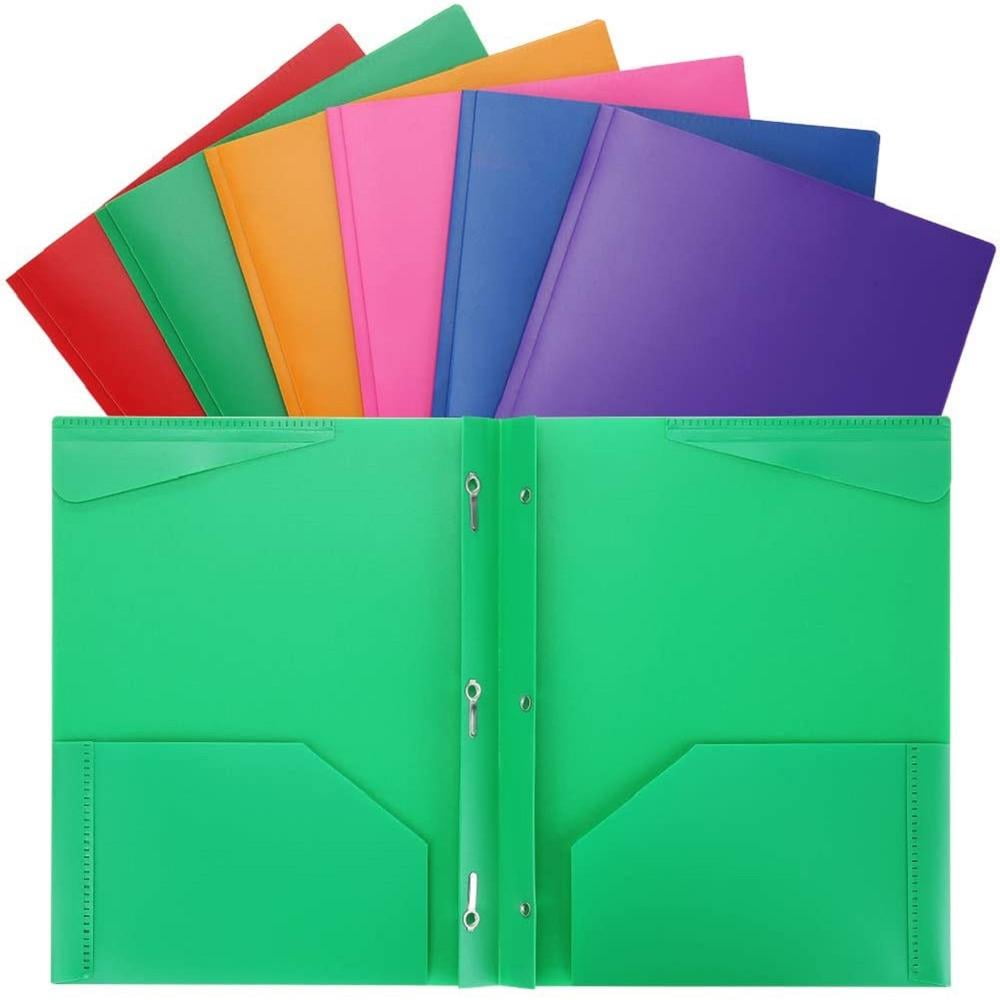 Plastic Folders with Pockets, 3 Hole Punch School Folders for 3 Ring