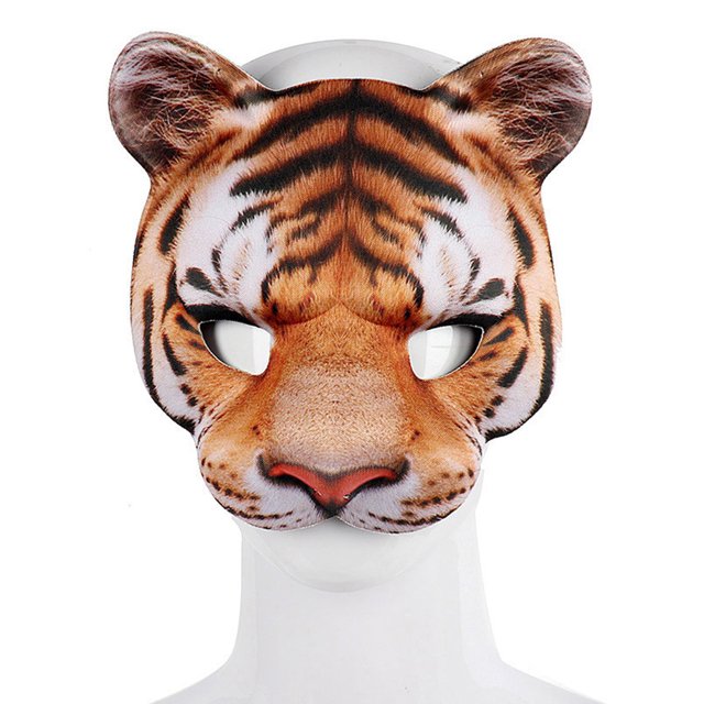 Máscara de cosplay de tigre de Halloween Máscara de media cara de EVA para máscaras de disfraces de fiesta de disfraces