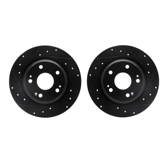 Dynamic Friction Company Rear Brake Rotors-Drilled and Slotted-Black 8002-59059