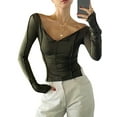 thumbnail image 5 of Biekopu Women Summer Short Shirt, Long Sleeve Boat Neck Solid Color Casual Party Street Tops, 5 of 9