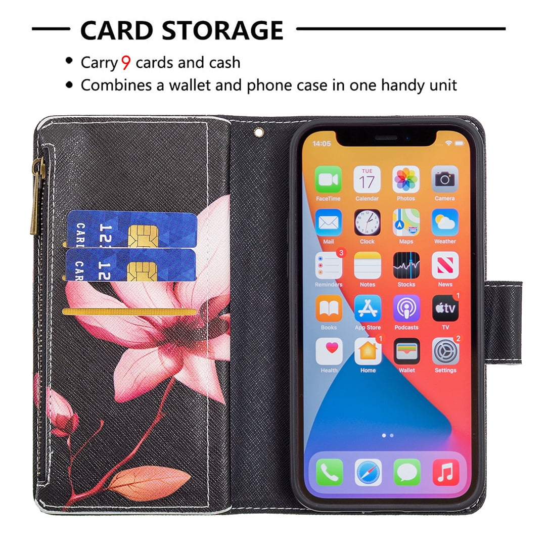 Wallet Case for iPhone 13 Pro, PU Leather Flip Folio Magnetic Closure Slim  Shell Dual Layer Heavy Duty Protective Bumper Card Holder Wrist Strap for  Apple iPhone 13 Pro,Sunflower - Walmart.com