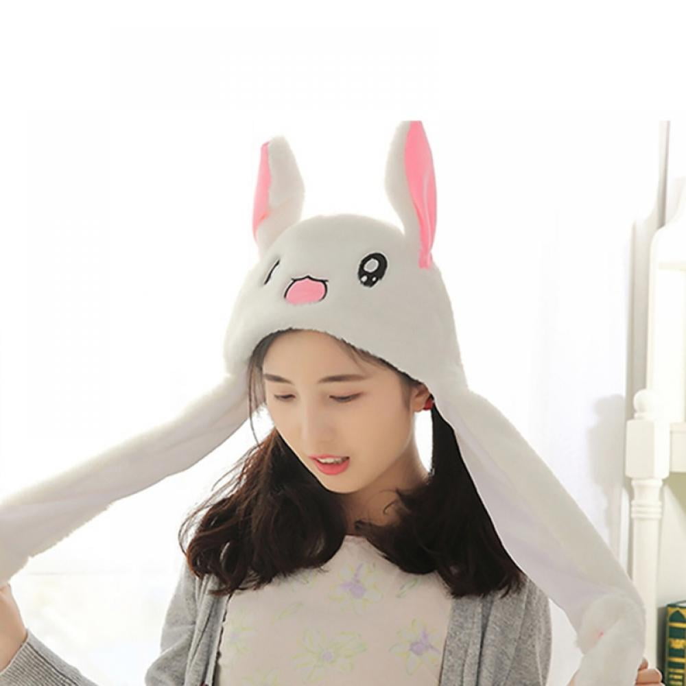 BUNNY PLUSH ANIMAL HAT rabbit headwear childrens kids adults novelty dressup cap 