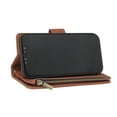 thumbnail image 3 of Dteck Case for Apple iPhone 12 Pro 6.1-inch,Luxury Leather Zipper Wallet Kickstand Case Magnetic Buckle Horizontal Flip Cover with 5 Card Slots/Photo Pocket for iPhone 12 6.1",Brown, 3 of 8