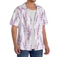 thumbnail image 2 of Kdxio Men's Hawaiian Shirt for Men Short Sleeve Shirt Lavender Flowers Summer Casual Holiday Beach Button Down T-Shirts, 2 of 7