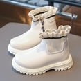 thumbnail image 2 of FAOWME Girls Shoes Solid Color Short Boots Shoes Shoes Fashion Non- Breathable Girl Boots White 4-4.5 Years, 2 of 7