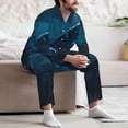 thumbnail image 6 of KLL Lonely Night Wolf Sleepwear Mens Flannel Pajamas,Long Cotton Pj Set, 6 of 7
