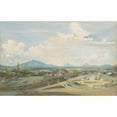 thumbnail image 2 of Frans Bakker 18x13 Black Ornate Wood Framed Double Matted Museum Art Print Titled - Tillemaplein in Semarang with the Volcanoes Sindoro and Soembing (1930) in the Background, 2 of 5