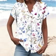 thumbnail image 4 of Ichuanyi Womens Printed Tops Short Sleeve Shirts Dressy Casual Henley V-Neck Summer Tops T-Shirts Loose Fit Tunic Blouses, 4 of 5