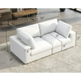 thumbnail image 2 of Roomy Homy Modular Sectional Sofa, 76 Inches Down Filled Sectional Sofa, Loveseat Oversized Comfy Couch for Living Room, White Linen Cloud Couch Set, 2 of 6