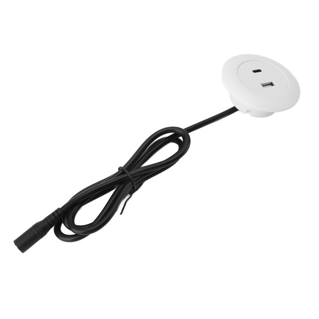 USB Hub Charger for Sofa Bedside Table with USB A and C Port, Embedded Power Socket 100 to 240V Phone Tablet Desktop USB Charger