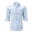 thumbnail image 2 of Camisa de manga larga con solapa para hombre - Camisetas lisas informales para vacaciones - Tejido de poliéster - Tallas S-XXXL, 2 of 3