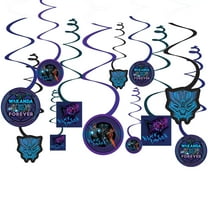 Stunning Black Panther Wakanda Forever Spiral Hanging Decorations (Pack of 12) - Multicolor Paper - Perfect for Themed Events, Parties & Celebrations