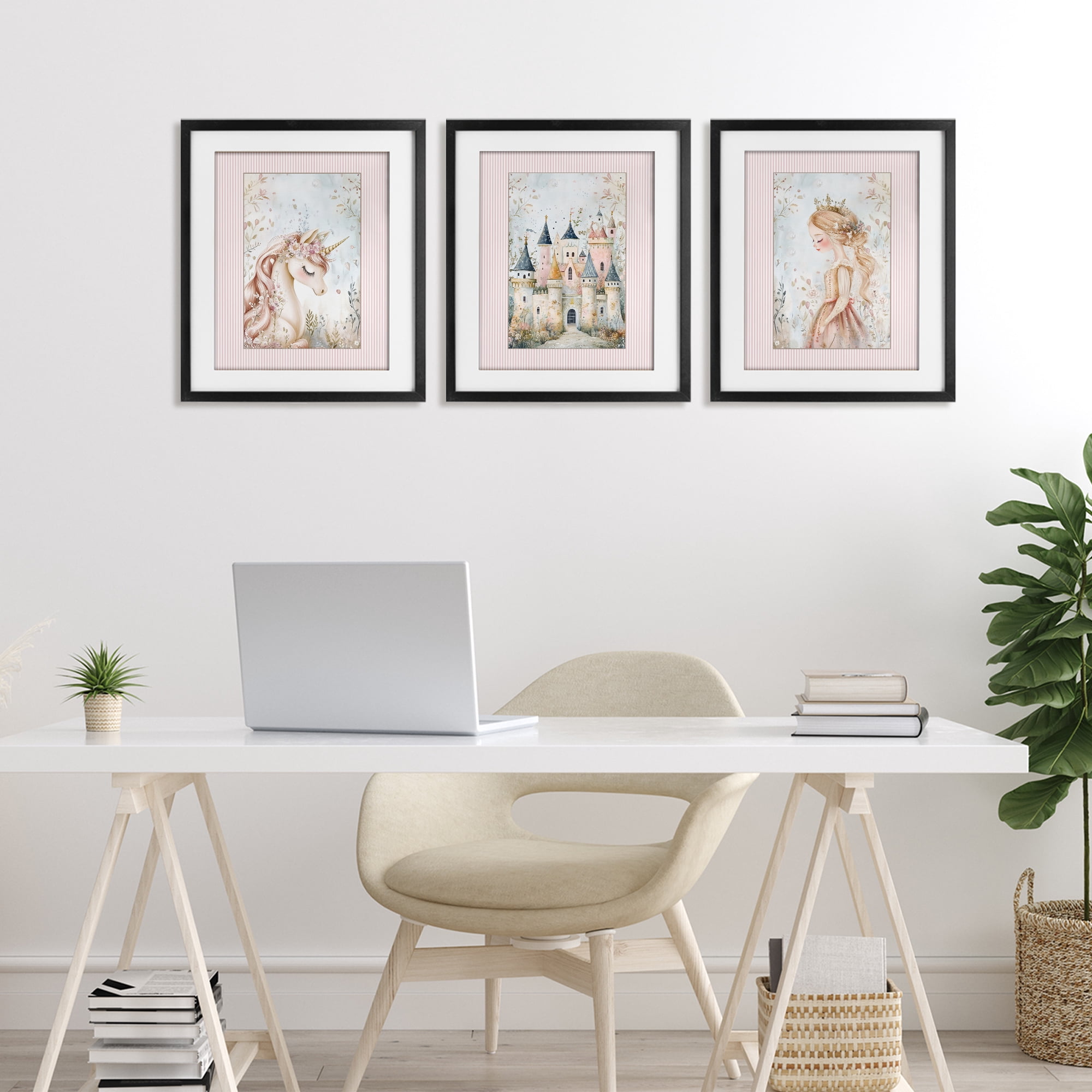 Stupell Industries Fantasy Enchanted Dreams 3 Piece Black Framed Print Under Glass Set, design by Christine Simpson Art